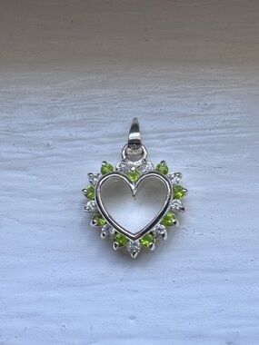 Sterling Silver Peridot August Birthstone Heart Necklace Charm